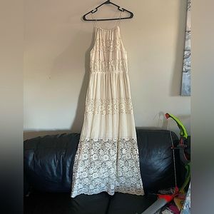 Altar'd State Cream Lace Maxi Dress Large